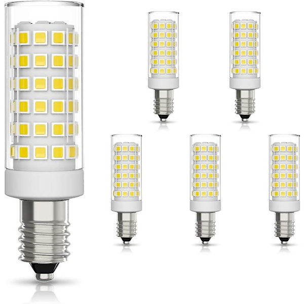 6-pakning E14 LED-pære 9w Halogen-ekvivalent 75w, Kald hvit 6000k Ikke-dimbar 360 strålevinkel For kjøkkenhette Kjøkken Sengelampe  (FMY)
