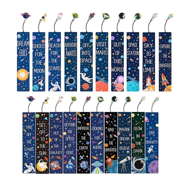 20 kpl Avaruuslaivojen teemakirjanmerkit metallikoruilla Planet Color Inspiroiva lainauskortit lapsille (FMY) As Shown