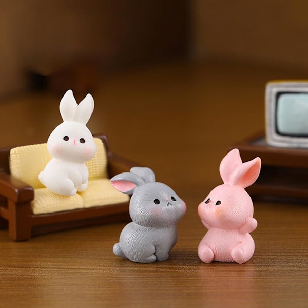 24 kpl Mini-Kanit Pääsiäispupu Resin Bunny Figurines Mini Lop Bunny Mini Eläimet Keijupuutarha Miniatyyri Sammalmaisema Koristeet Pääsiäiseen (FMY)