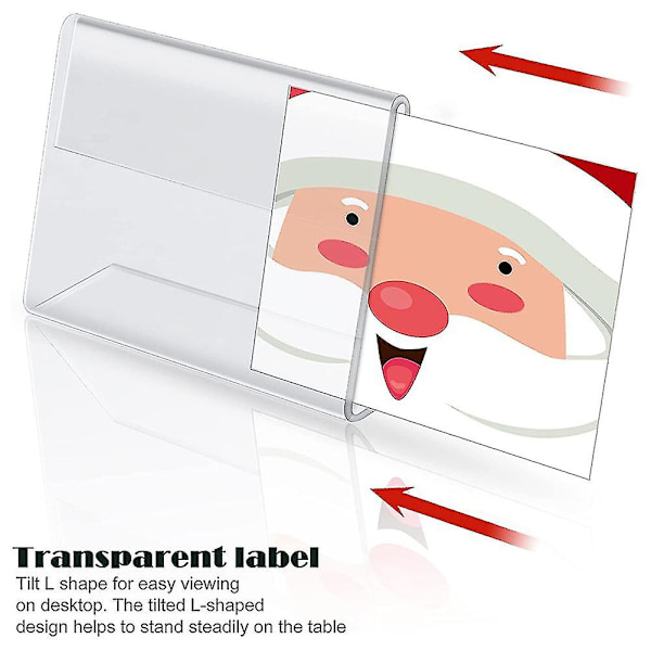 50 stk. Mini Clear Display Holder med 50 stk. Etiketter, vandret skrå L-formet plastkort (6  (FMY)