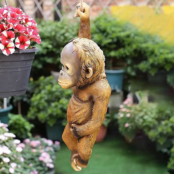 Klatrende apekatt tre tau hengelig anheng hage harpiks statue hjem ornament dekorasjoner gave (FMY) A