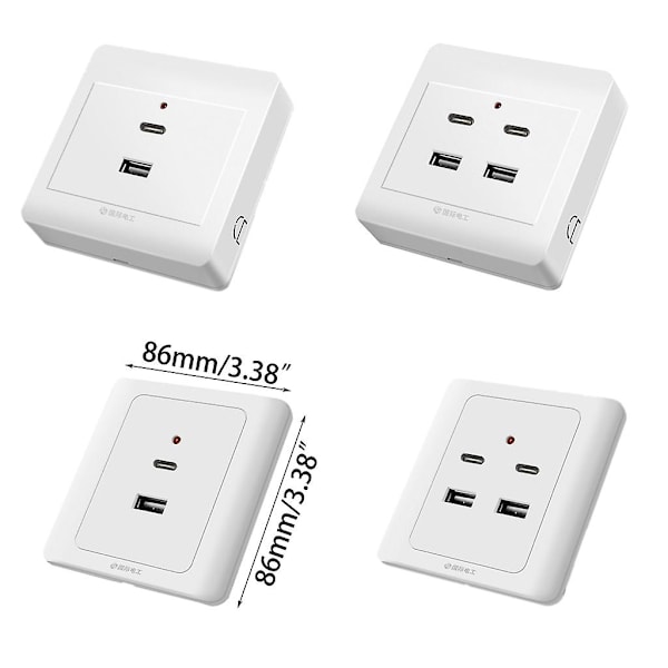 Usb-vegguttak Typec Usb-veggladeruttak 18w 220v Usb-uttak stikkontakt (FMY) 2 surfaces mounted