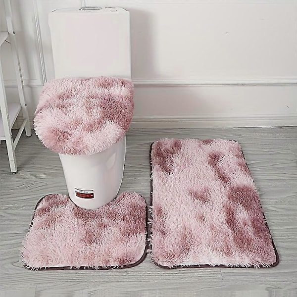 3-osainen ylellinen kylpyhuoneen mattosarja - liukumattomat, vettähylkivät, pehmeät ja imukykyiset matot U-muotoisella WC-matolla, kannen suojuksella ja suihkulla (FMY) Coffee Gradient Color