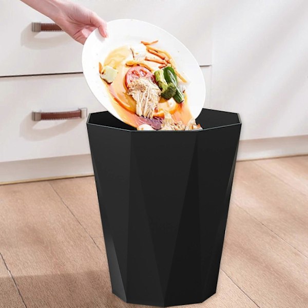 Kotitalouden keittiön roskakori makuuhuoneen WC:hen suuri kanneton puristusrengas kylpyhuoneen roskakori (FMY) Black