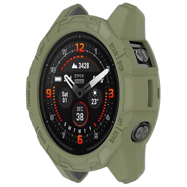 TPU-urkasse for Garmin Epix Pro 51 mm/(gen 2) 51 mm / Fenix 7X Pro / 7X, Anti-ripe Huldeksel (FMY) Jungle Green