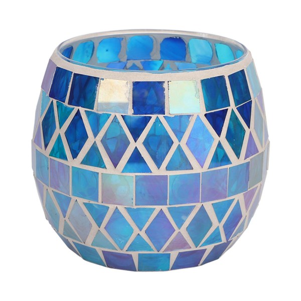 Mosaic Glass Candle Holder - Romantic DIY Scented Tea Light Stand for Living Room (Purple Blue)  (FMY)