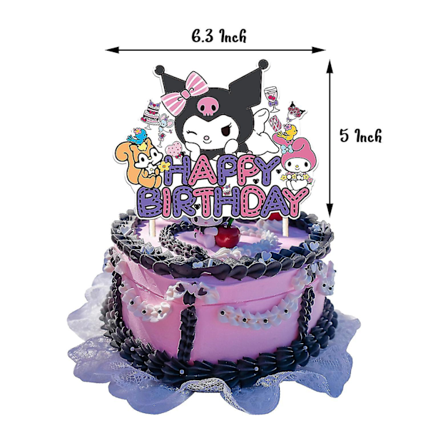 Kuromi-teema syntymäpäiväjuhlan koriste Kuromi Pull Flag Cake Account Balloon Spiral Spiral Suspension Invitation Card  (FMY) Set B