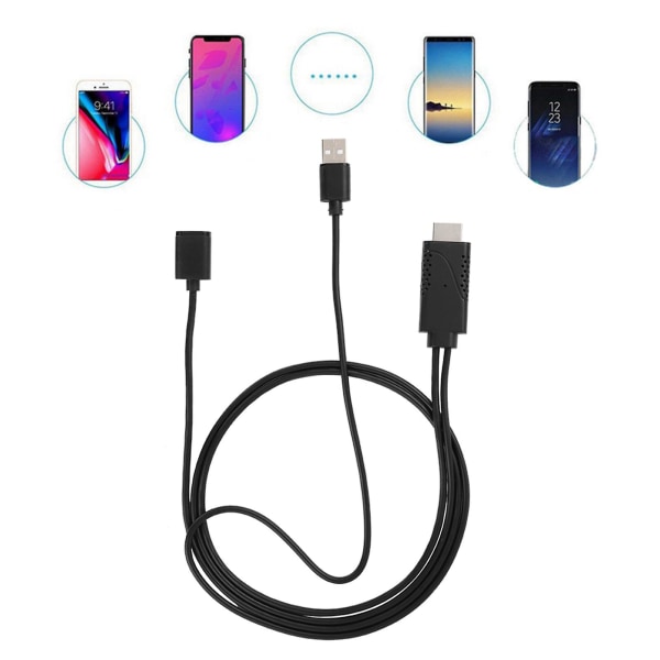 2-i-1 USB till HDMI HDTV-adapterkabel för iPhone och Android - 1080P-kompatibilitet (FMY)