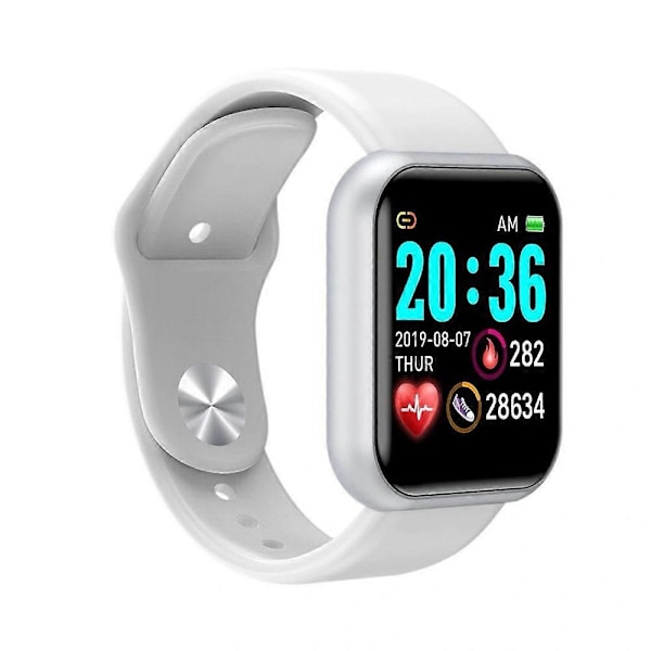 Älykello Rannekoru Syke Verenpaine Unenvalvonta Vedenpitävä Fitness Tracker Urheilukellot Unisex Miehille Naisille Lahja (FMY) Silver White