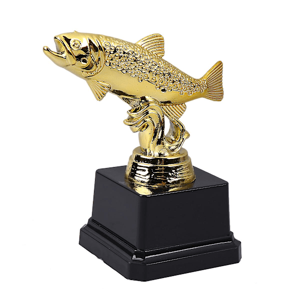 Børnefest Trofæ Kreativ Pris Trofæ Plast Fisk Belønning Trofæ til Konkurrencer (Fisk C)  (FMY) Golden 11.50X10.00X7.50CM