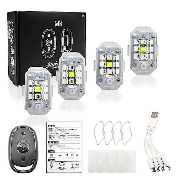 Langallinen Langaton LED-Stroboskoolivalo, 7 Väriä Stroboskoolivalot USB-Lataus, Langaton LED-Stroboskoolivalo (FMY) color04 4 lights with remote control