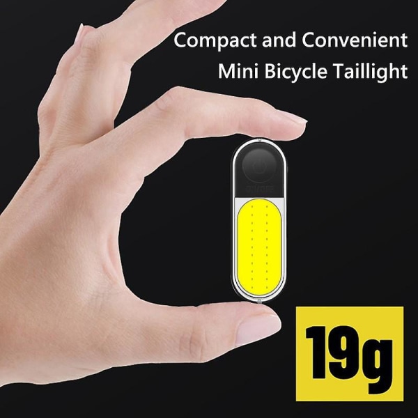 1 stk. 5 tilstande cykel baglygte, 250 mAh USB genopladelig baglygte, LED baglygte cykel sikkerhedsadvarselslys (7,1*2,4 cm)  (FMY)