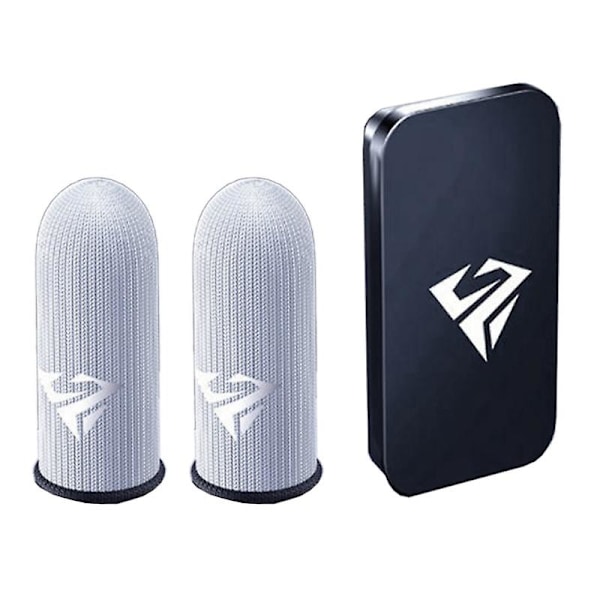 Spel-Fingerhylsor Kompatibla - för Mobila Spel 0,25 mm Glas Silverfiber Sömlös Tumme Fingertoppsskydd för Pubg/cod/lol/ros  (FMY) Black 1 Pair-Storage Box