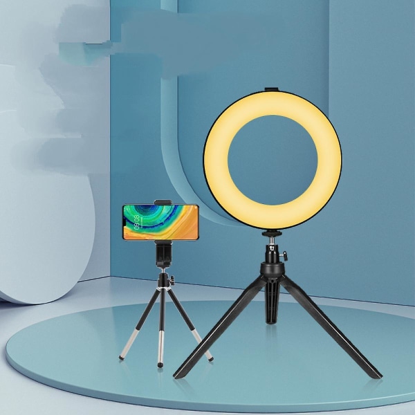 6" Selfie-ringljus med stativstativ, dimbar skrivbordslampa för kameraringljus (FMY)