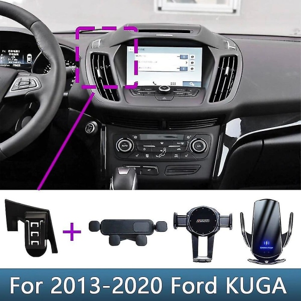 Til Ford Kuga 2013 2014 2015 2016 2017-2020 Biltelefonholder Speciel Fastgjort Beslag Base Trådløs Opladning Interiør Tilbehør  (FMY) Base and holder 2