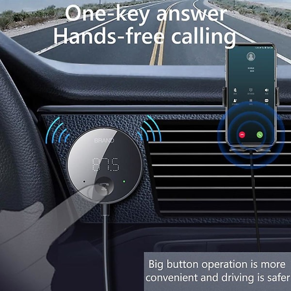 Bluetooth 5.0 Auton Fm-lähetin LED-näyttö Bluetooth -sovitin Langaton äänivastaanotin Tf-kortti Musiikkiauto-mp3-soitin (FMY)