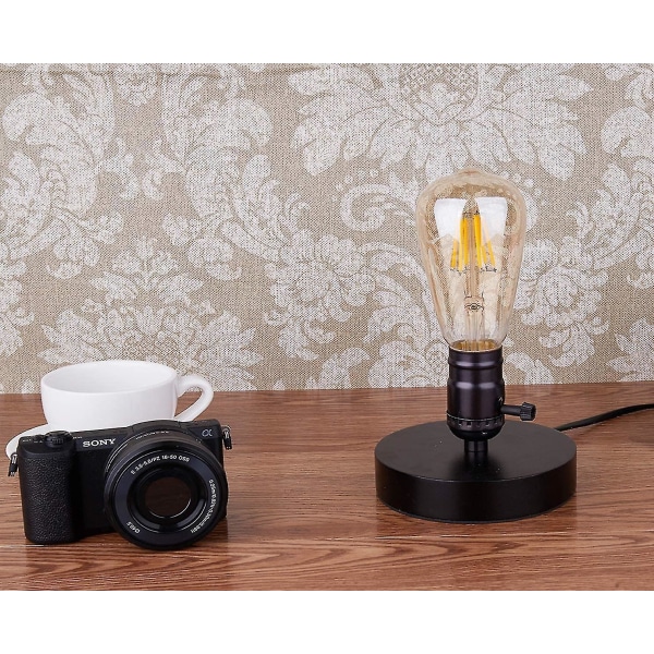 Retro sänglampshållare E26 E27 Industriell liten bordslampa med stickpropp på/av T-x (FMY)