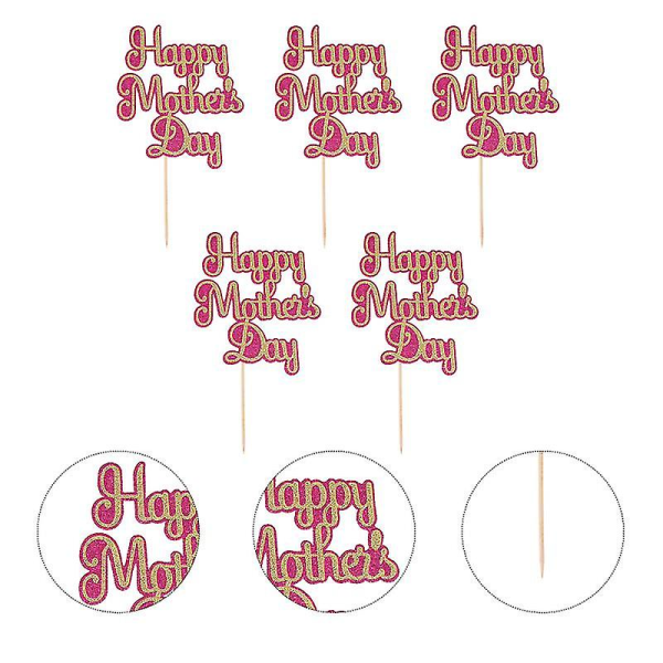 5 stk. Glad Mors Dag Kage Topper Unik Cupcake Ornament Picks Kage Dekoration Dessert Pynt Til Hjemmefest