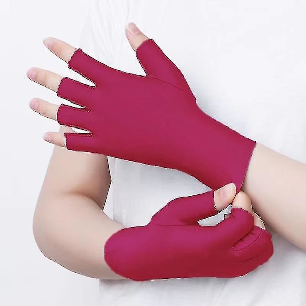 2 Par UV-Handsker til Gel-Neglelampe, UV-Beskyttende Handsker til Manikyr (FMY) Rose red