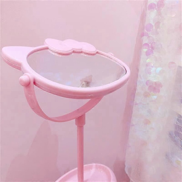 Sminkbordsspegel, Kattungeform – Kawaii & Sminkspegel för Badrum eller Sovrum – Rosa, Födelsedagspresent för Hello Kitty-fans (FMY)