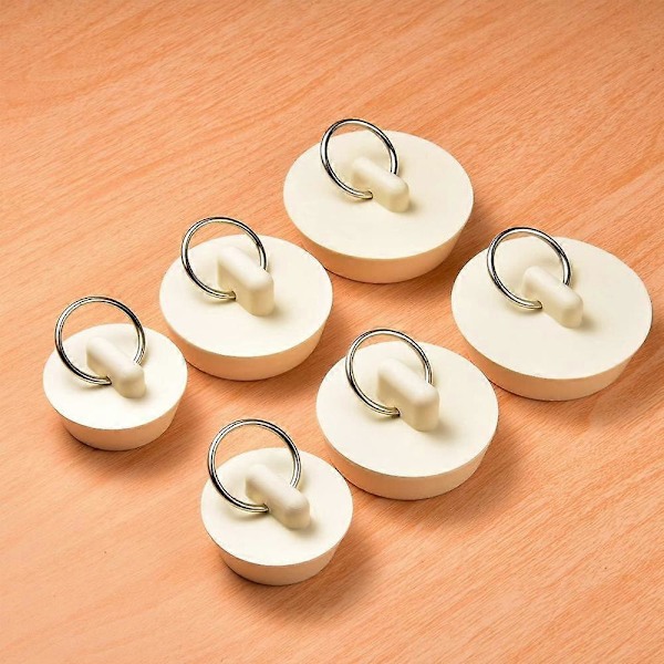 Badkarsavloppsproppar, Diskbänk Badkar Plugg Gummi Kök Badrum Tvättstuga Bar Vattenstoppare Tätning med Hängande Ring (FMY) White 38to44mm