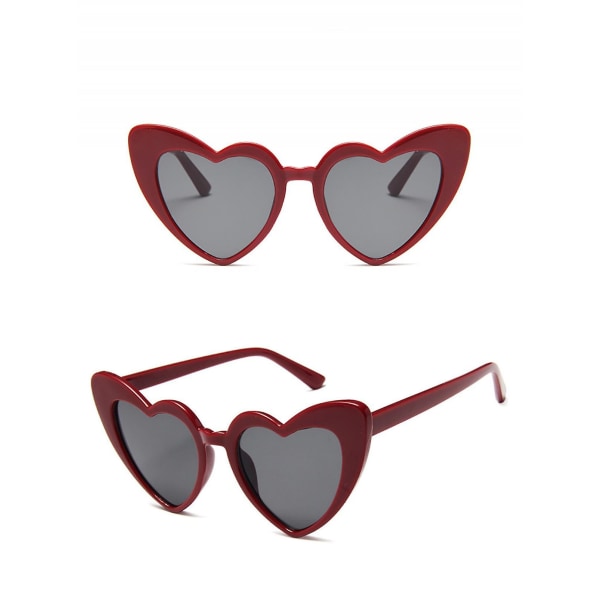 Hjerteformede solbriller for kvinner, jenter, damer, vintage goggle mod solbriller (FMY)