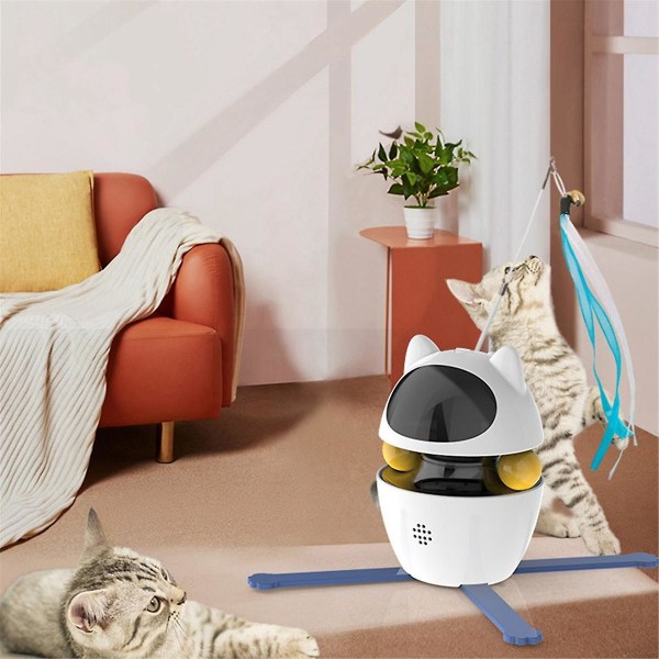 3 i 1 interaktivt kattelegetøj til indendørs katte Voksen-opgraderet usb genopladelig automatisk kattefjer (FMY)