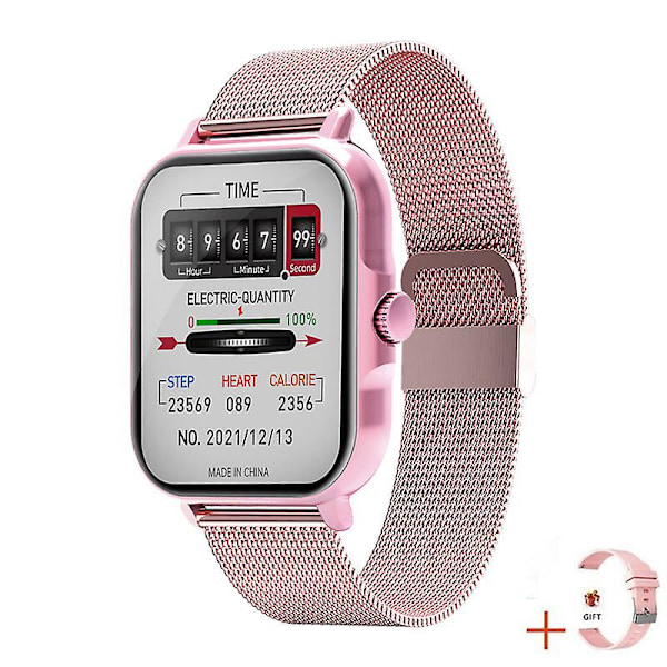 Samtal Smart Klocka Encoder Hd Röstassistent Blodtryck Puls Armband (FMY) Powder steel silicone