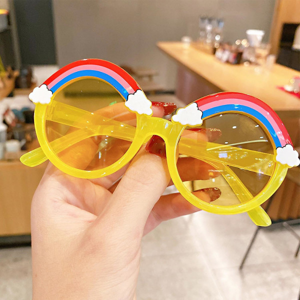 Barnesolbriller Søt tegneserie regnbue-babybriller Gutter og jenter Personlighet Solbriller ---gul (FMY)