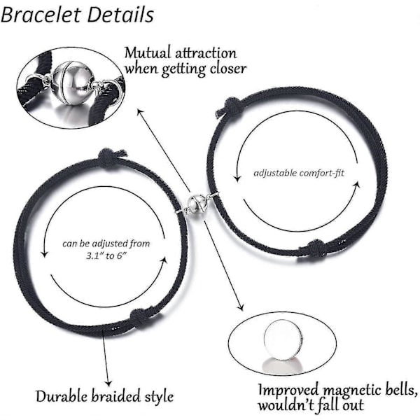 Magnetiskt Pararmband Set Eviga Kärlekslöften Smycken Gåvor För Par Bästa Vänner (FMY)