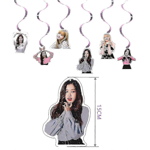 Blackpink -juhlatarvikkeet faneille syntymäpäiväjuhliin - 1 Blackpink -juhlalippu 18 Blackpink -juhlatäytettä 17 Blackpink -kakkukoristetta (FMY) Set D