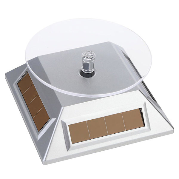 Solcelledrevet displaystativ 360 graders rotation energibesparende Abs roterende platform displaybase til udstillingsvindue (FMY) Silver