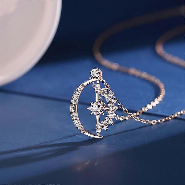 Til Min Råkule Gjeng Halskjede - Vi Støtter Alltid Hverandre Sol Stjerne Og Måne (FMY) rose gold