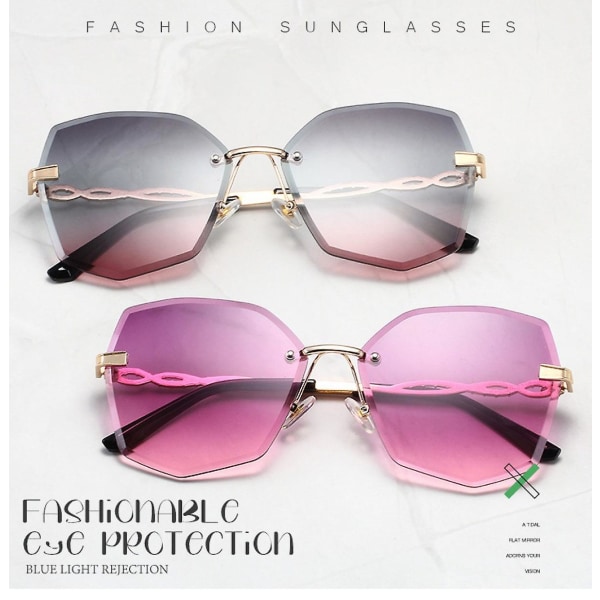 Wekity rektangelsolbriller for kvinner Mote Square Rimless Candy Color Trendy Glasses (FMY)