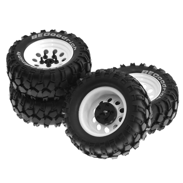 4 stk 93 mm metal 1,9 tommer Beadlock Hjul Fælg Gummi Dæk Sæt Til 1/10 Rc Crawler Car, slids Adapter, hvid (FMY)