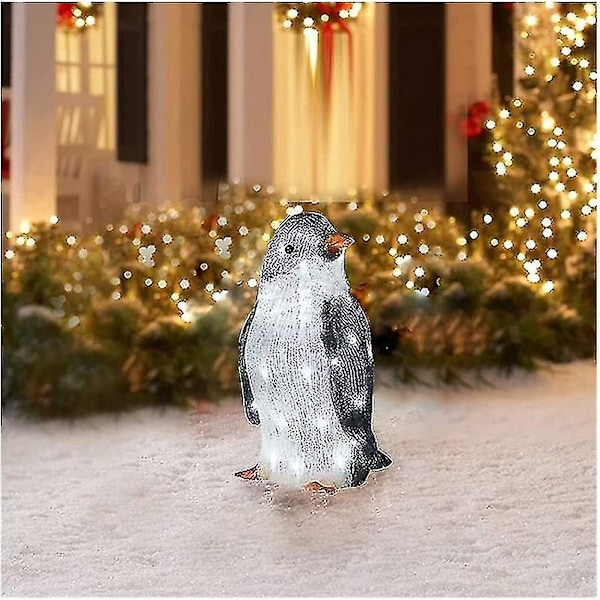 3 stk. Lysende Pingvin Julepynt pvc Pingvin Julepynt med Led Mini Lys  (FMY) Large