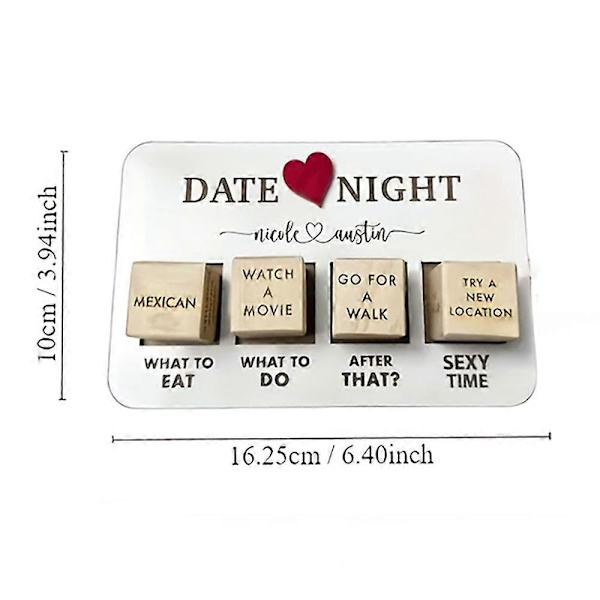 Romantisk Parspill 5 Graverte Tre Terninger for Dato & Kveld - Perfekt Ide for Middag, Valentinsdag, Jubileer - Morsomme Spill for Voksne (FMY)