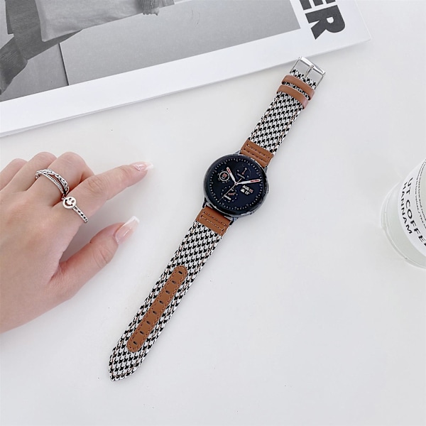 20mm Denim Läder Armbandsur Rem (FMY) Black White Grid