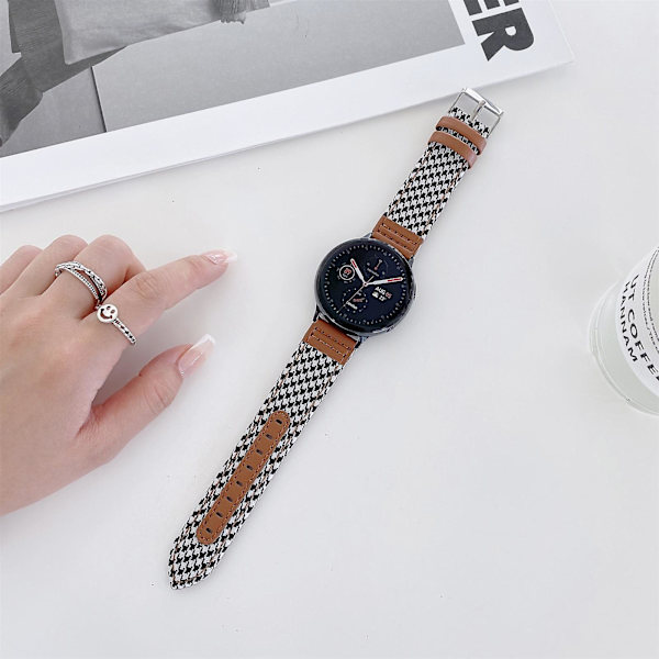 20mm Denim Nahkainen Rannekoru  (FMY) Black White Grid