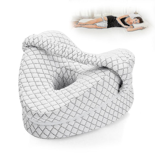 Hjerteformet ortopedisk pute for ben, kilepute med knestøtte, isjiasputer, kroppspute (FMY) White