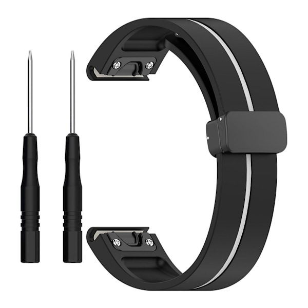 Urklokkebånd i svart spenne med dobbel farge for Garmin Tactix 7 Pro/Fenix 7X/6X/6X Pro/5X Plus 26 mm (FMY) Multicolor Style F Garmin Tactix 7 Pro