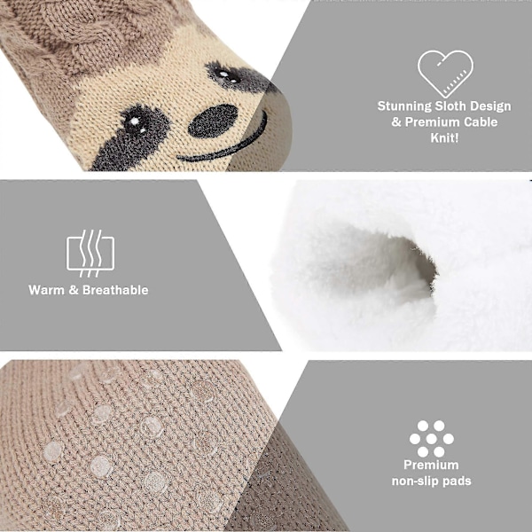 Tofflor Strumpor Dam, Söta Sengångare Varma Fleece Fluffiga Halkfria Strumpor (FMY)