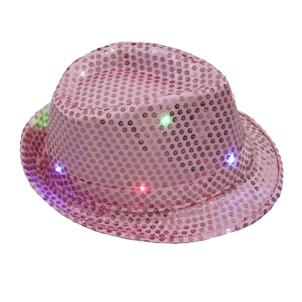 Jazzhatt glødende paljetter Led bærbar skinnende hatt for ytelse - (FMY) Pink