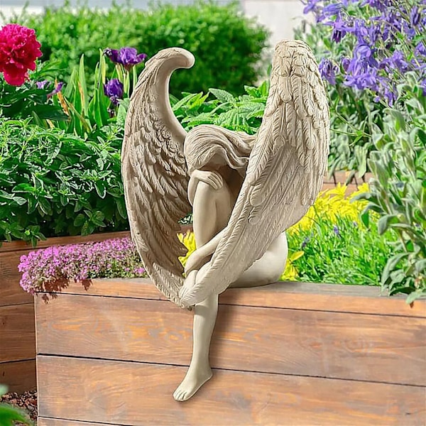 Kreativ Skulptur Dekoration Förlösningsängel Staty Smycken Förlösningsstatyett Religiös Trädgård Heminredning (FMY) 1pcs Angel 15x13x8cm