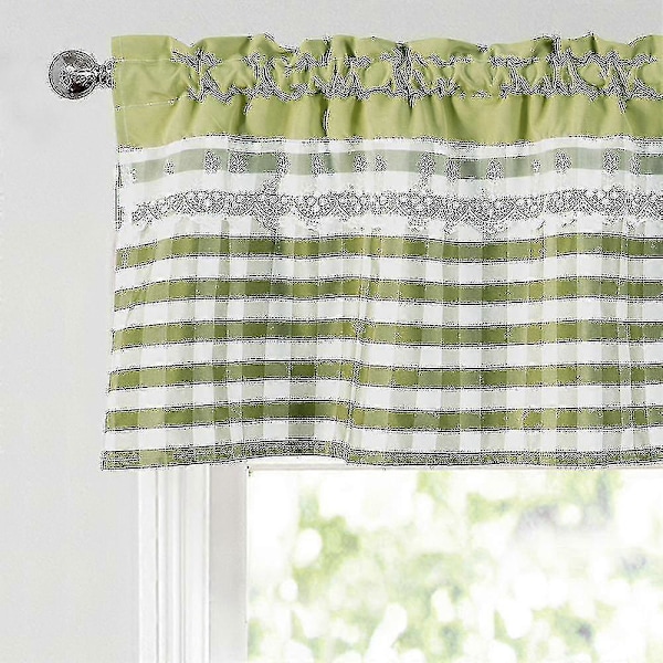 Kjøkkengardiner Dekor Vindusgardin Luksus Kafékappa Toppgardiner (FMY) Yellow Green 74cmx61cm