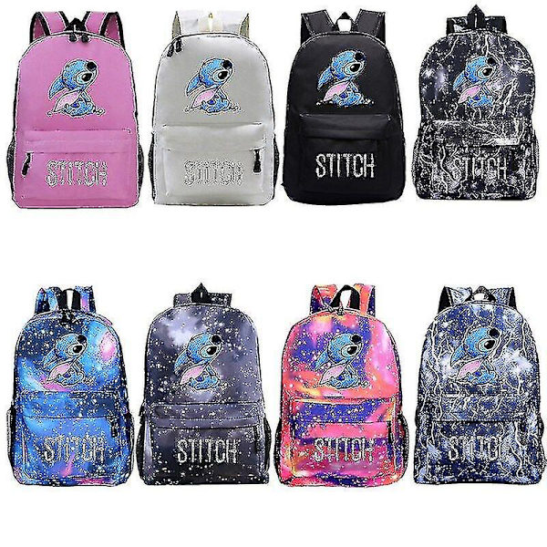 Unisex-reppu, jossa on piirroshahmo Stitch, opiskelijoiden reppu, matkalaukku_x  (FMY) Lightning blue