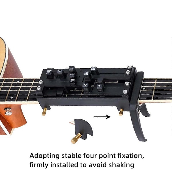 Gitarr Lärhjälpmedel med 16 Ackord, Gitarr Ackordstränare Folk Gitarr Ackord Inlärningssystem för Gitarrnybörjare (FMY) Black