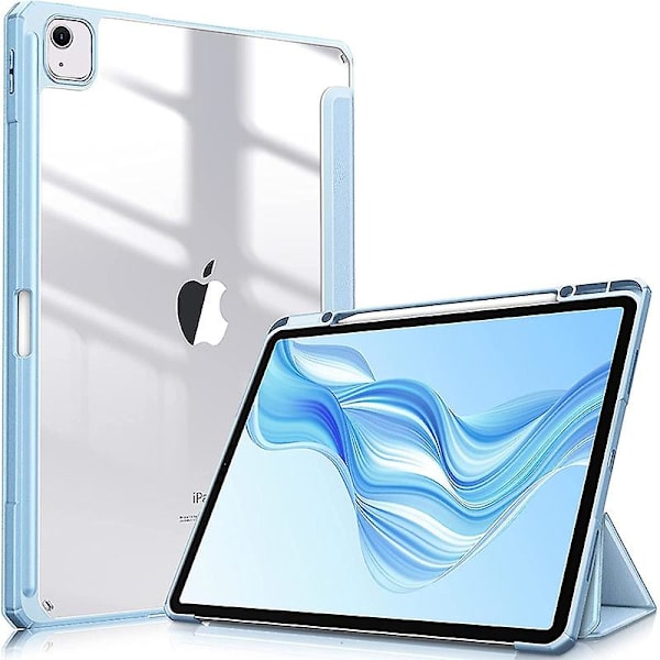 Bulk Køb Til iPad Air 11 (2024) Etui Læder+TPU+Klar Akryl Stativ Tablet Cover - Matcha Grøn (FMY) Multicolor Blue