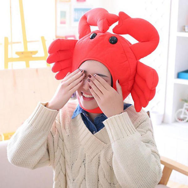 Sinknap Lovely Taiyaki Krabbaformad Bomullsöronskyddad Beaniehatt Kostymfester Tillbehör (FMY) Crab