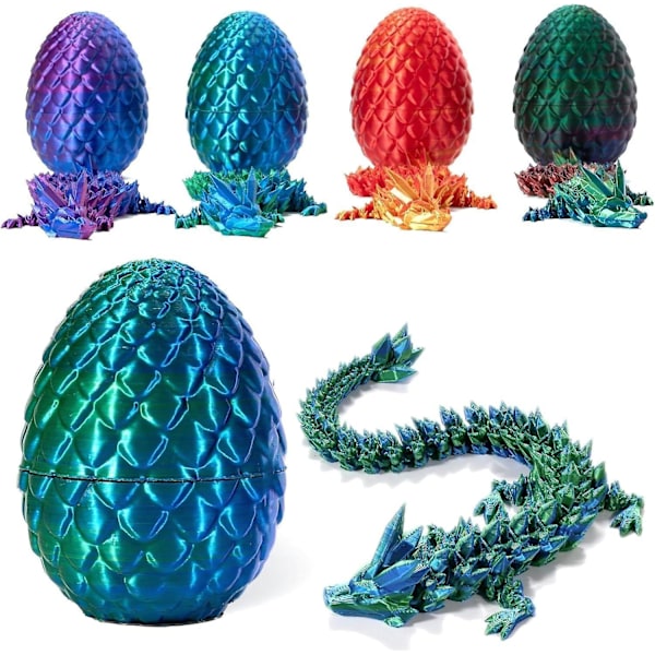 3D-tryckt drake i ägg, helt rörlig drakkristalldrake med drakägg (FMY) Red